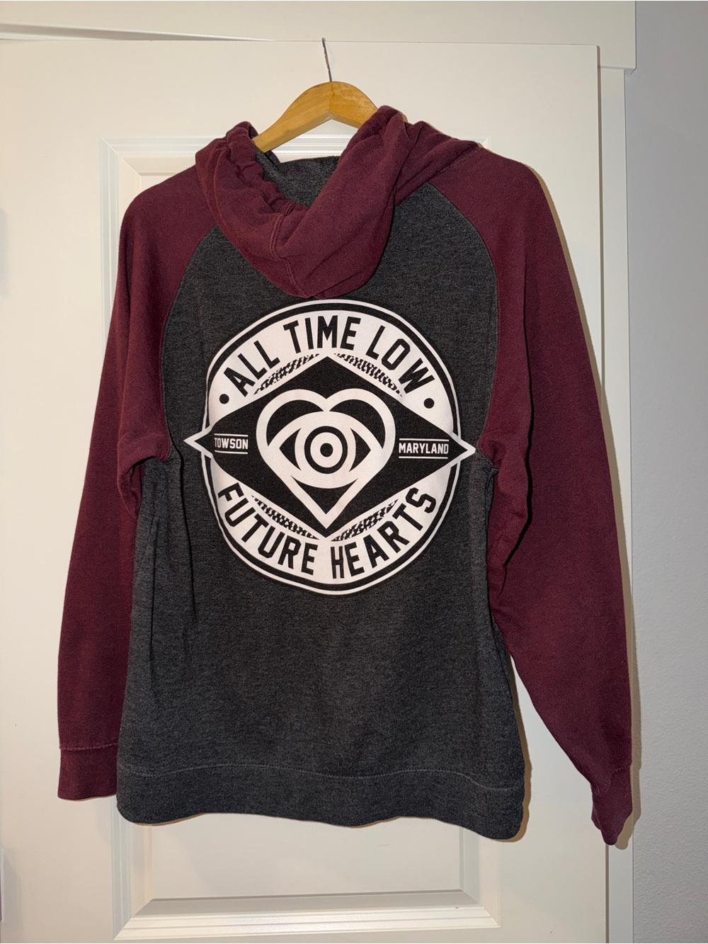All Time Low 'Future Hearts' Tour Maroon & Charcoal Pullover Hoodie